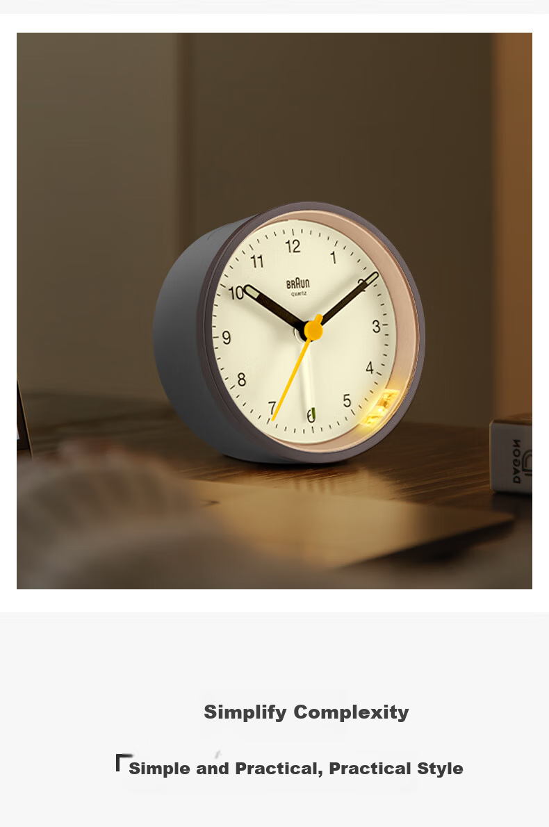 BRAUN German Brand Imported Mini Alarm Clock, Compact Design with Loud Volume, Powerful Wake-Up Device, One-Button Snooze Function, Night Light, Bedroom Bedside Clock, Birthday Gift for Friends, Back-To Season Present 6