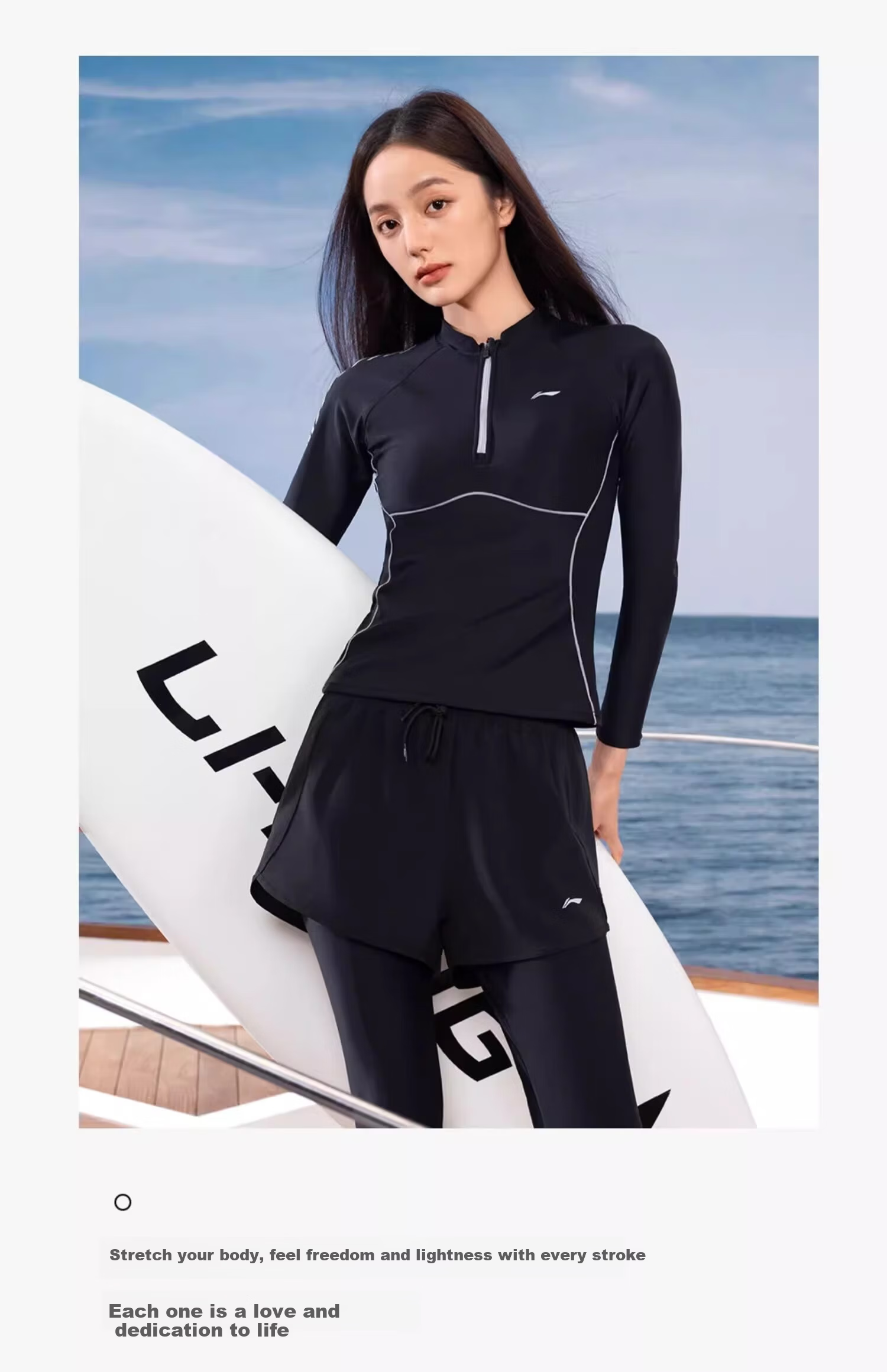 Li-Ning Snorkeling Jellyfish Suit Surfing Gear UV Protection Two-Piece Women's Long Sleeve Long Pants Quick-Dry Plus Size Swimsuit 26