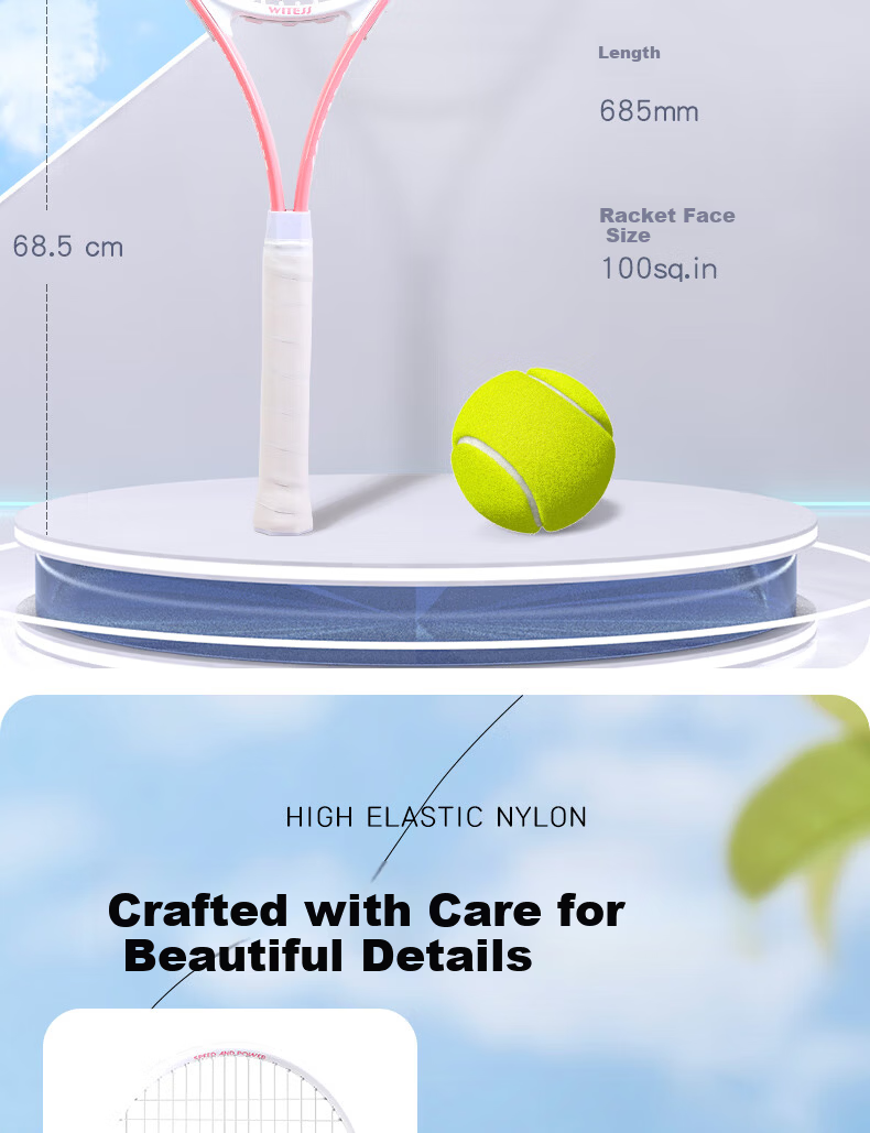 WITESS Tennis Racket for Men and Women Beginners Professional Single Racket with Strings Self-Practice Rebound Training Set Aluminum Alloy 6