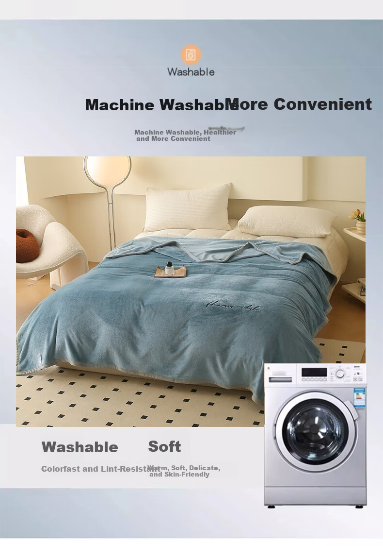 Yalu Double-Sided Thickened Milk Velvet Blanket Nap Blanket Four-Season Blanket Air Conditioning Cover Blanket 150*200cm Gray Blue 5