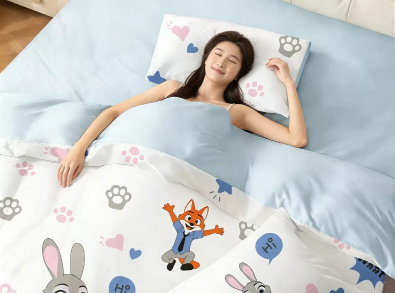 Liomirror Disposable Bedding Set 3-Piece Thickened Hotel Bed Sheet Pillowcase Portable Animal City 3-Piece Set 2