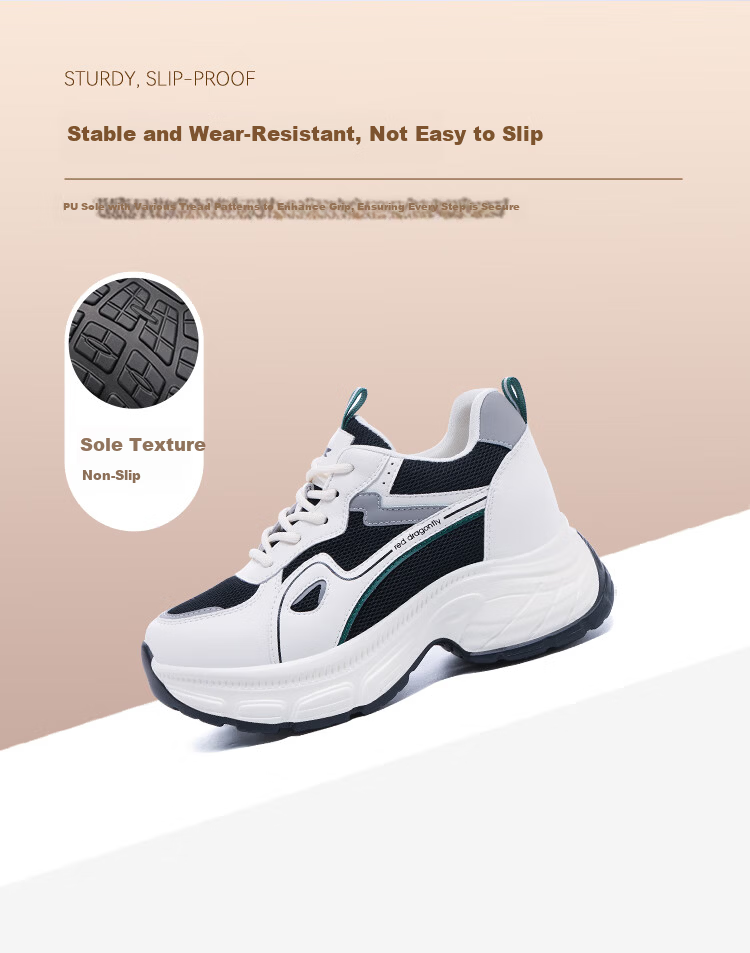 Red Dragonfly Women's Dad Sneakers Breathable Thick Sole Casual Outdoor Lightweight Shock Absorption Wear-Resistant Running Shoes C0TTN06091-1 Black Size 39 4