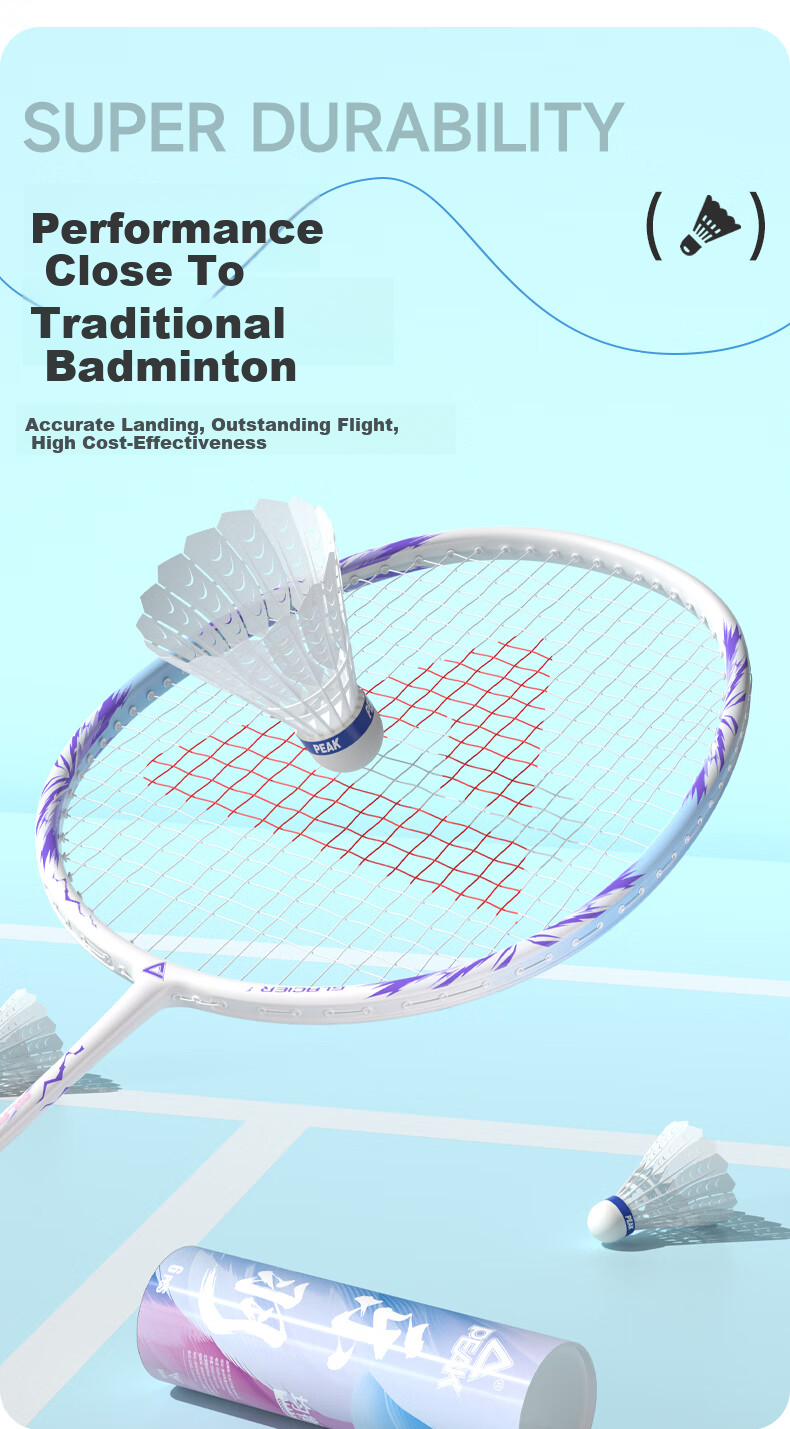 Peak Badminton Synthetic Feather Nylon Shuttlecocks Durable Windproof 6-Pack for Indoor Outdoor Training and Competition 3