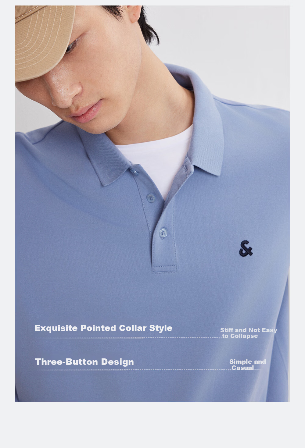 JACK&JONES Men's Spring New 3D Embroidered Business Casual Work Commute Short Sleeve Polo Shirt 226206029 10