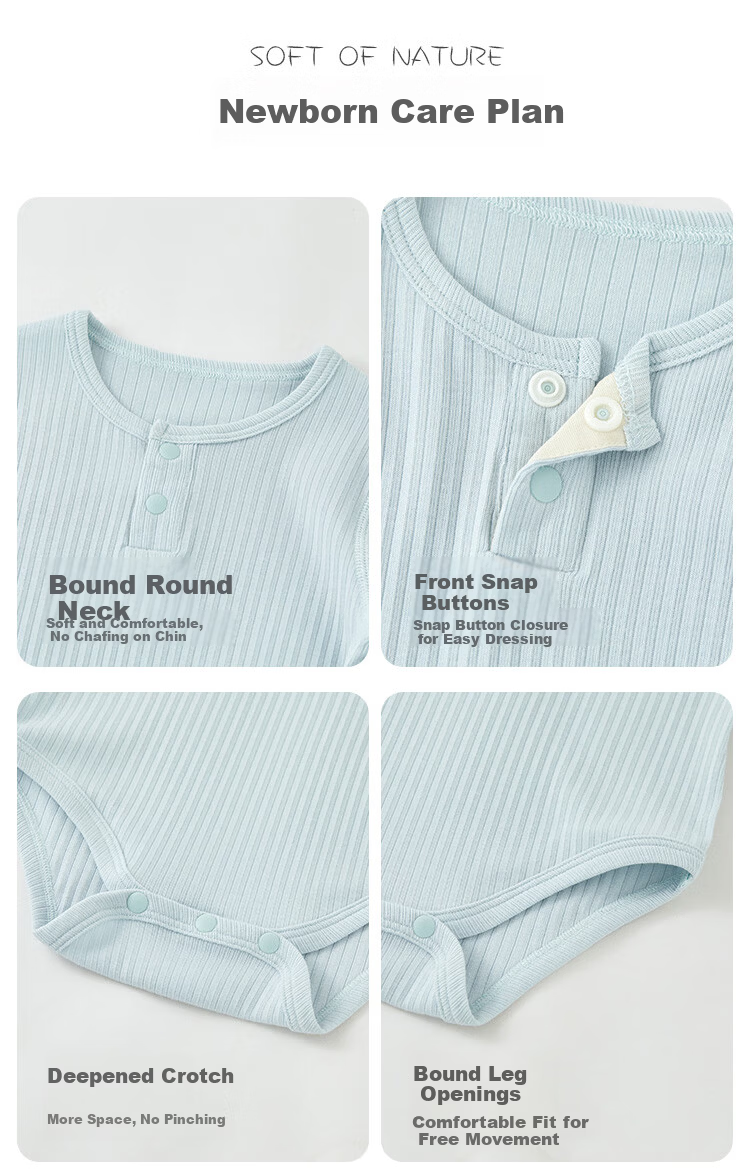 Wismorni Infant Long-Sleeve Bodysuit, Summer Thin Style, Baby Modal Onesie, Triangle Romper, Crawling Suit 2