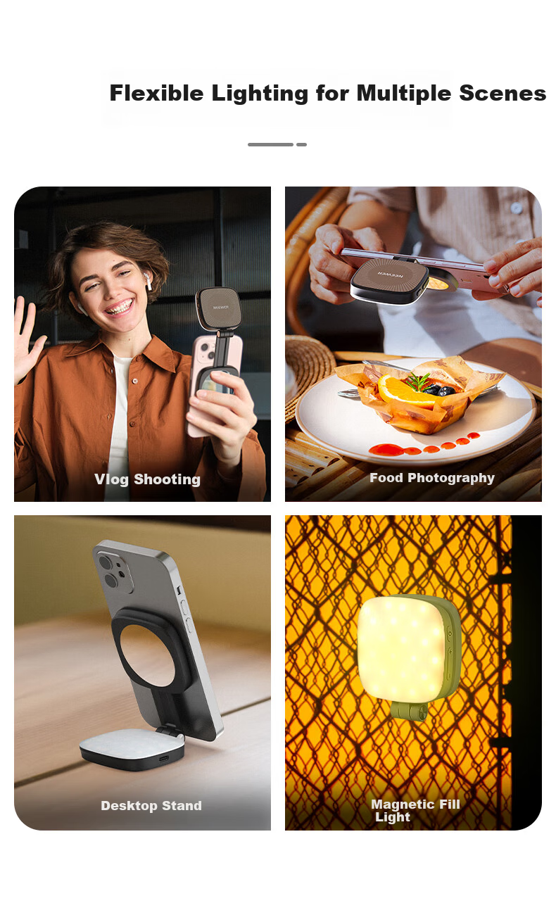 NEEWER RGB Magnetic Full-Color Portable LED Pocket Bi-Color Temperature Fill Light for Mobile Phones Live Streaming Photography Light for Mirrorless Cameras Flash Indoor Portrait Constant Light 15