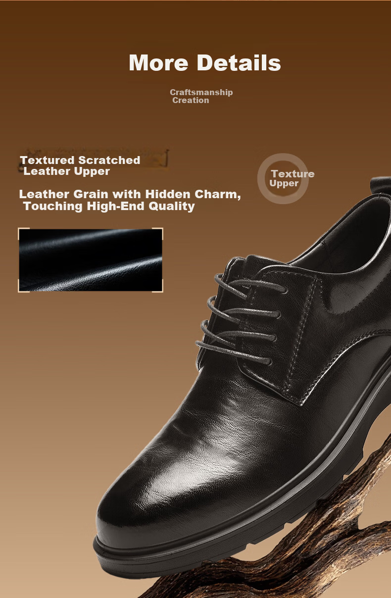 HLA Men's Business Casual Derby Leather Shoes HAAPXM1EBH077 Brown Size 41 Spring Summer 4