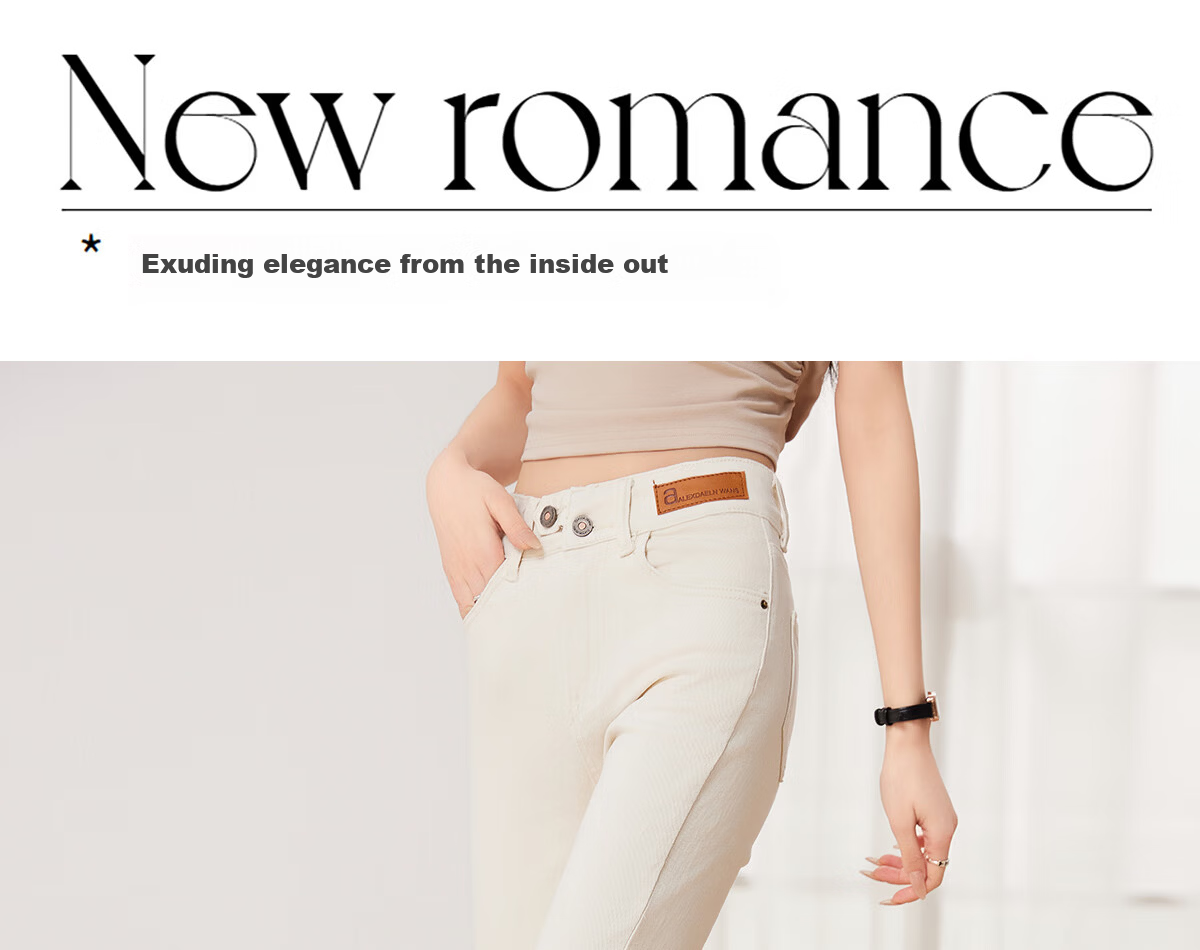 She Enjoy Women's High-Waist Draped Straight-Leg Jeans Fashion Slimming Cropped Pants T141N1101 1