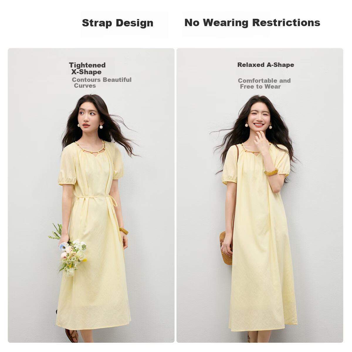 Shangdu Bira Linen Acetate Lyocell Dress Women Spring Summer Elegant Hollow Beaded Round Neck A-line Loose Slim Long Dress