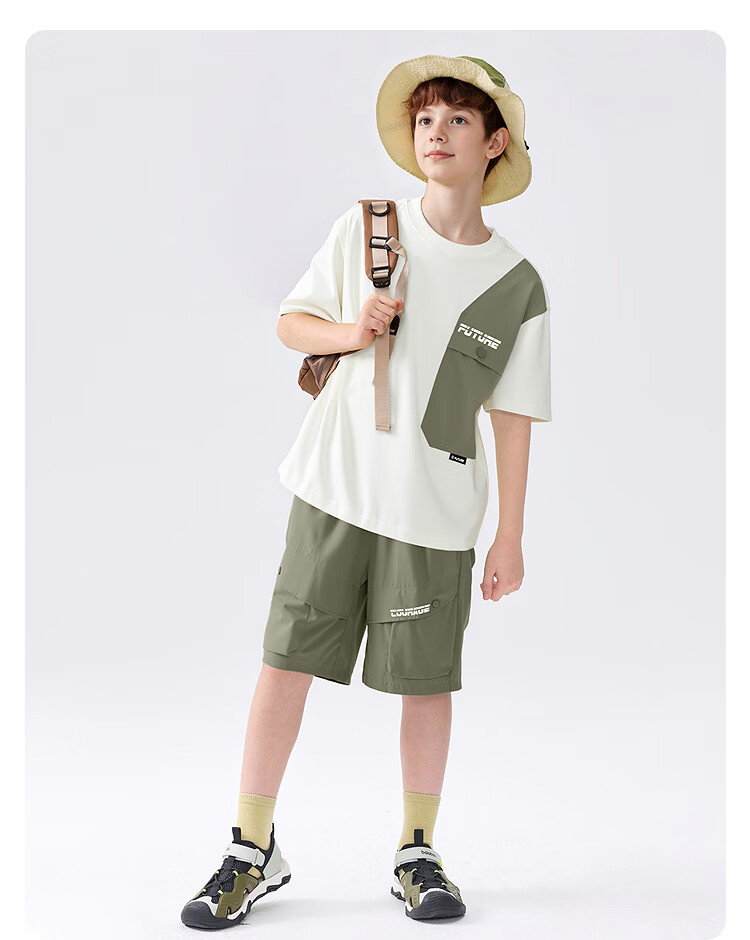 Balabala Boys' Short Sleeve Set Children's Two-Piece Outfit 2026 New Summer T-Shirt and Pants Cool and Comfortable 39