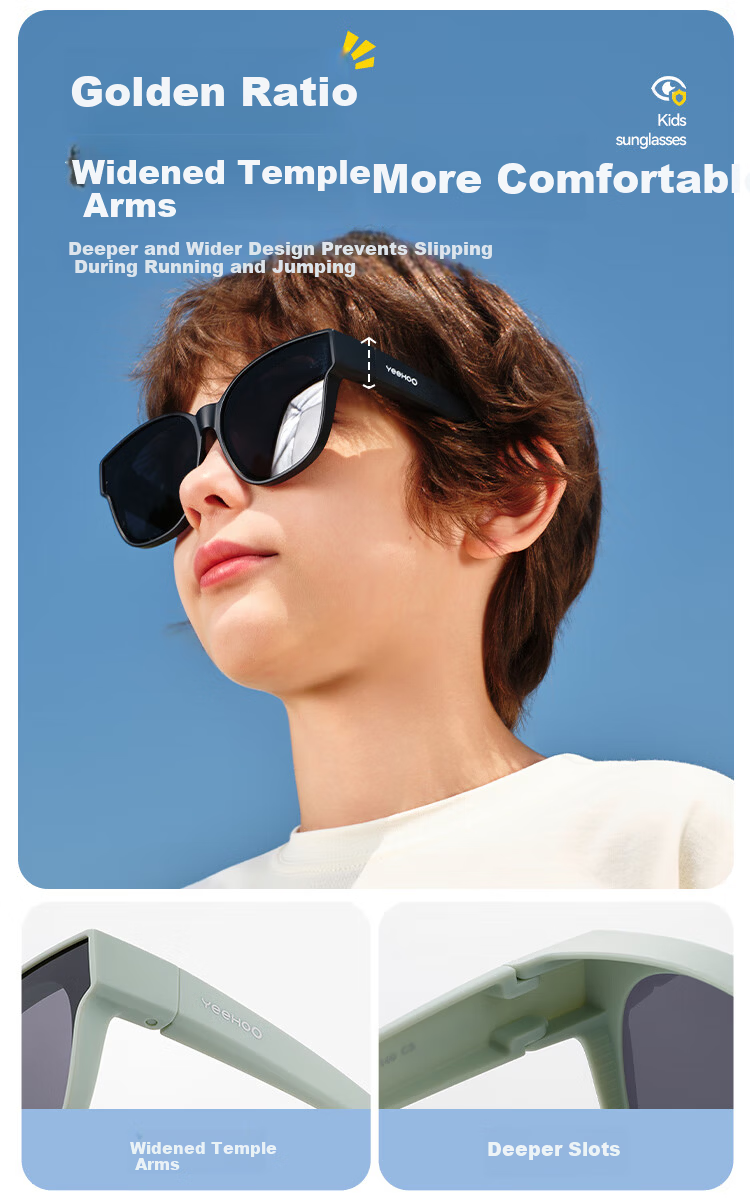 YEEHOO Children's [Myopia Protective Glasses] Lightweight High-Definition Versatile Card Slot Anti-UV Sunglasses for Ages 6-14 4
