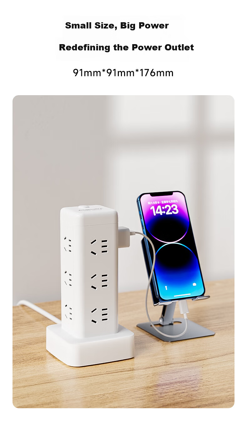 Lengon Magic Cube USB Vertical Power Strip, Master Control with 12 Outlets, 2.9 Meters, Overload Protection, Type-C Power Strip/Extension Cord/Power Board/Line Cord U1012U-2.9 White 4