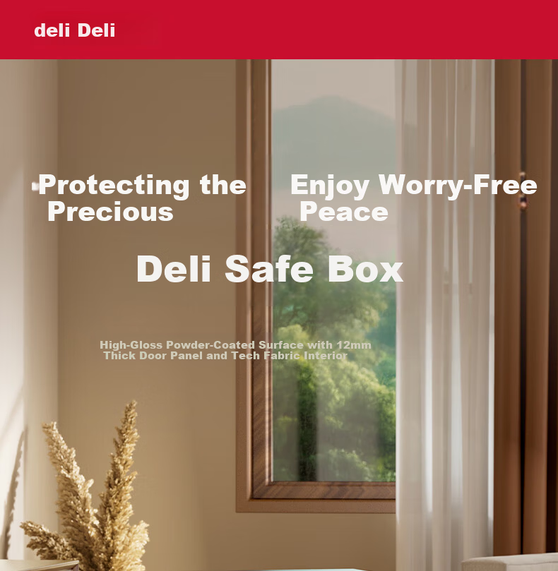 Deli Safe, Home Fingerprint Password Storage, Office Financial Confidential Box, Automatic Door Opening, Thickened Lock Bolt, 45cm Gray AE640-Z 1