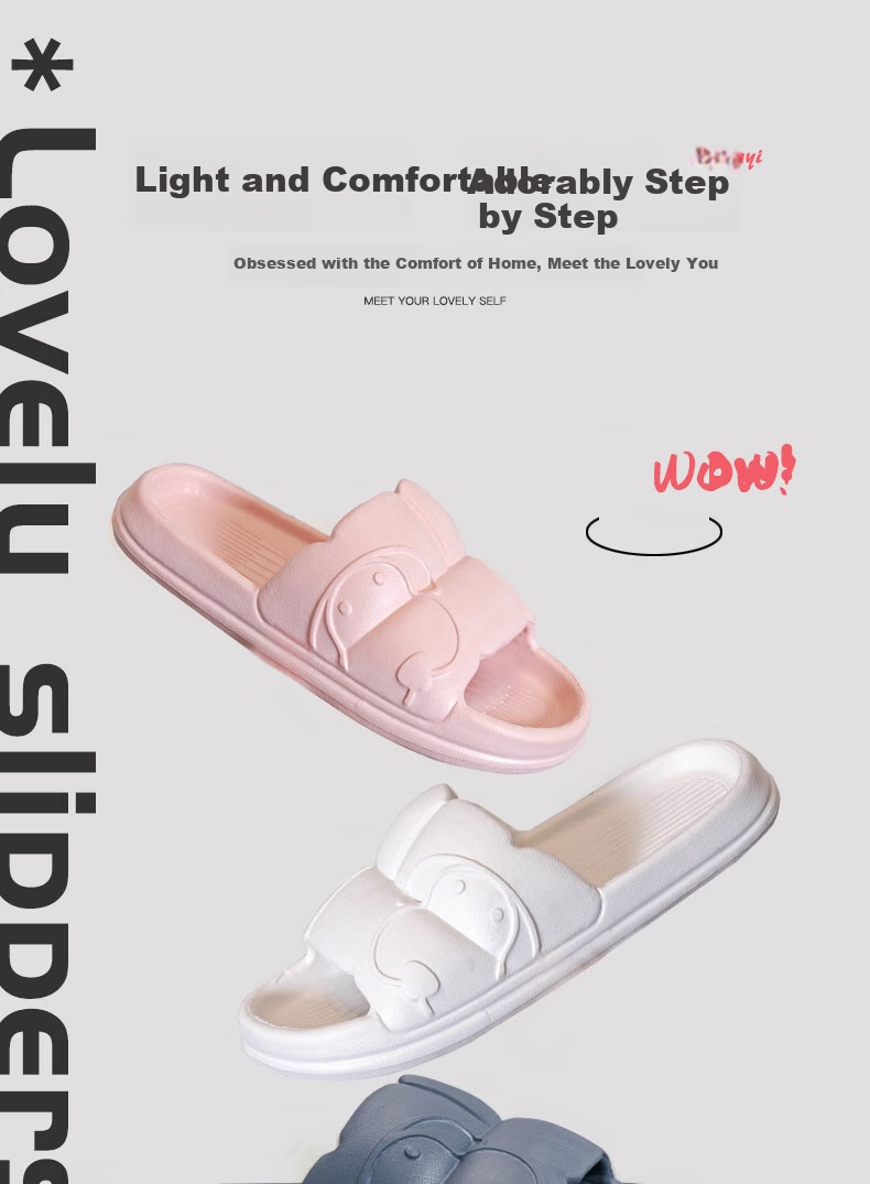 Huameijianbu Lightweight Thick-Soled Slippers, Soft And Bouncy, Comfortable Indoor/outdoor Non-Slip Sandals HM2207 White 40-41 1