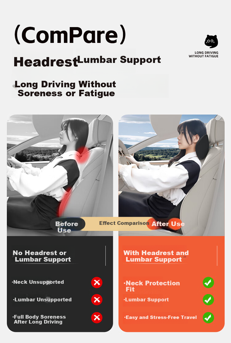 Rice Soup Car Headrest And Lumbar Support Set, Neck Pillow, Natural Latex, 7A Antibacterial, Car Seat Cushion, Back Support Pillow 4
