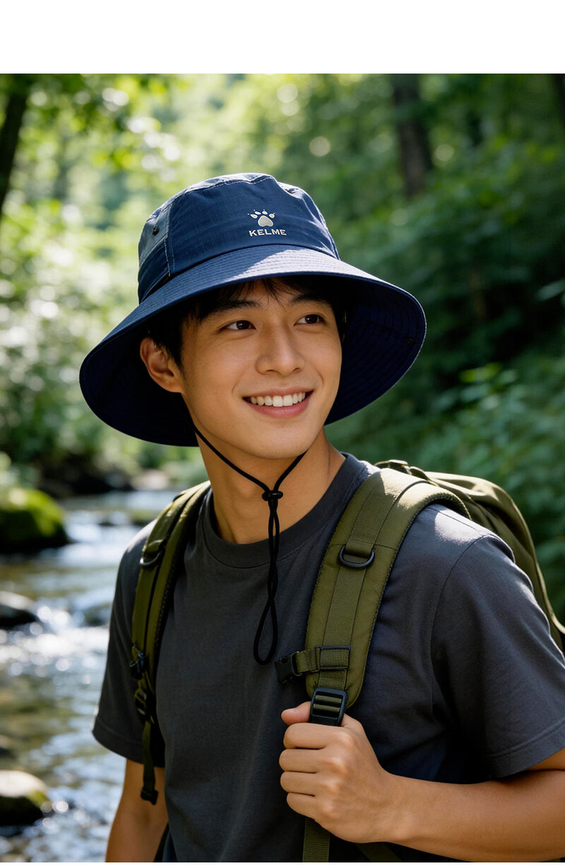 KELME Summer Sun Protection Bucket Hat Unisex Large Head Size Wide Brim Sunshade Sports Cap 11