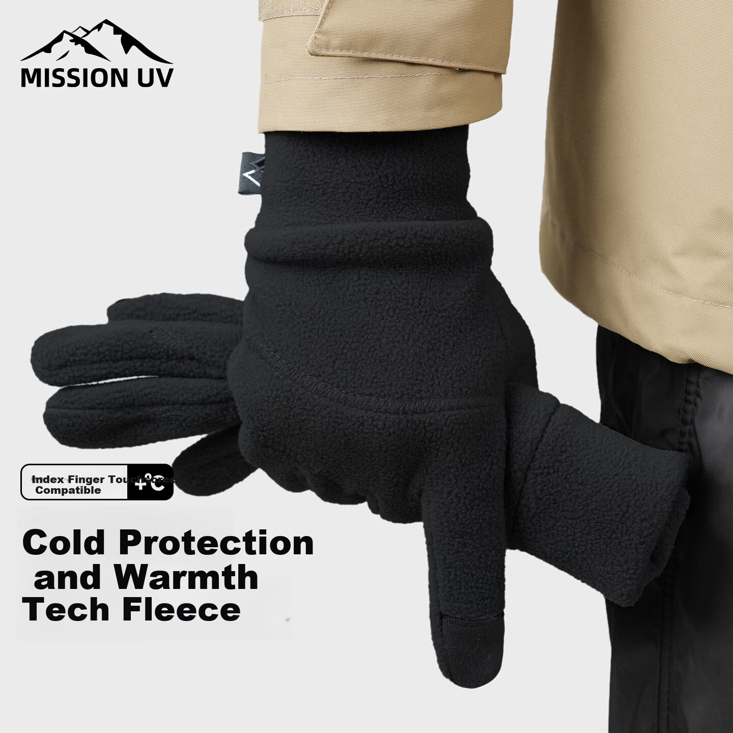 MISSION UV Fleece Lined Thermal Gloves for Men Winter Outdoor Driving Riding Electric Motorcycle Bicycle Windproof Cold Resistant Touchscreen Gloves