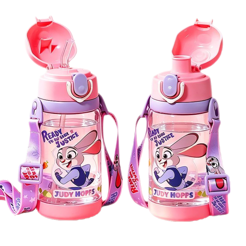 Disney Kids Water Bottle for Girls with Straw Summer Cup Durable Judy Primary School Kindergarten Direct Drinking Bottle