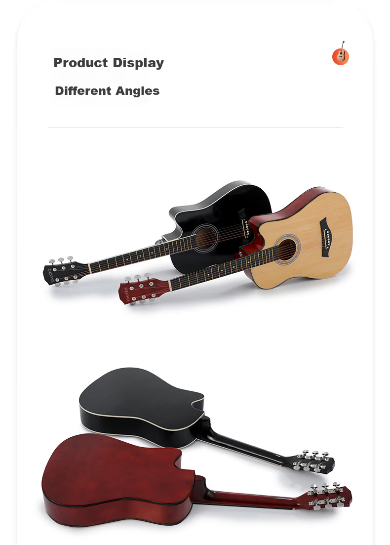 Acacia Bird 38-Inch Acoustic Guitar Beginner Entry-Level Male and Female Instrument Glossy Natural Wood Color 16