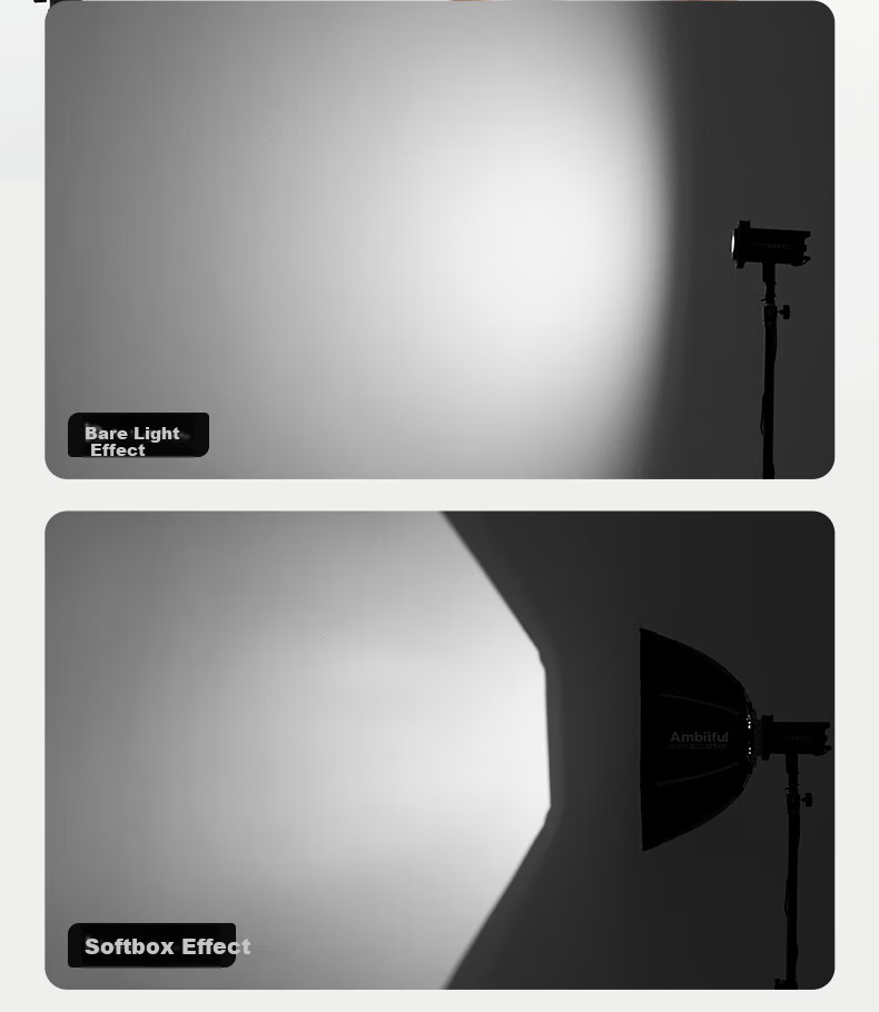 AMBITFUL ZhiJie Q7 Quick-Install Deep Octagonal 55CM Softbox with Bowens Mount Soft Diffuser for Godox SL150III Live Streaming Photography Light 9
