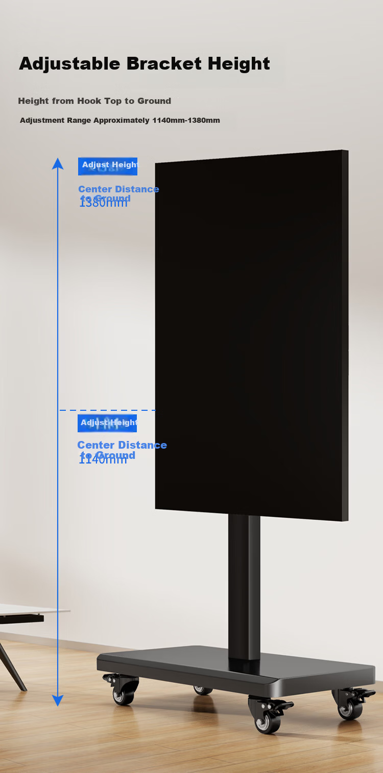 TAZD TV Stand Mobile 32-70 Inch Adjustable Height 90° Rotatable Floor Cart TV Mount Monitor Bracket Compatible with Xiaomi Hisense 3