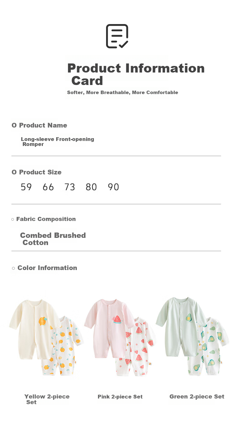 Babyprints Baby Romper 2-Pack Infant Cotton Long Sleeve All-Season Soft Homewear Green Size 80 4