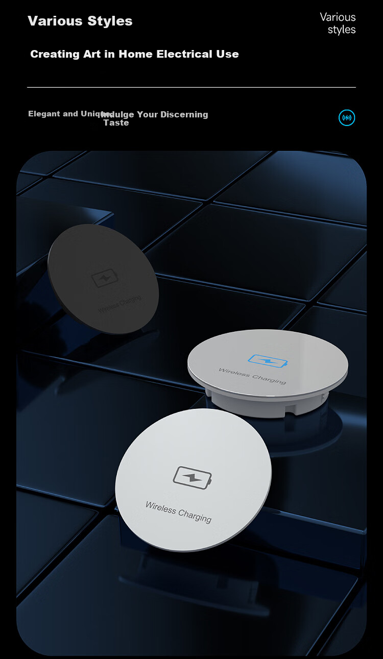 Comfort Office Desktop Embedded Wireless Charger Built-in Hidden Magnetic Wireless Charging Compatible with Apple Huawei Phones 15W Fast Wireless Charging 6