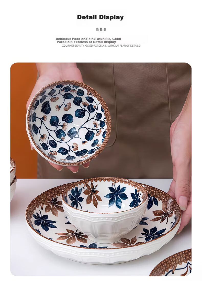 IJARL Red Bowl Set Gift Box Tableware Complete Set 10-Piece Housewarming Engagement Wedding Gift 7