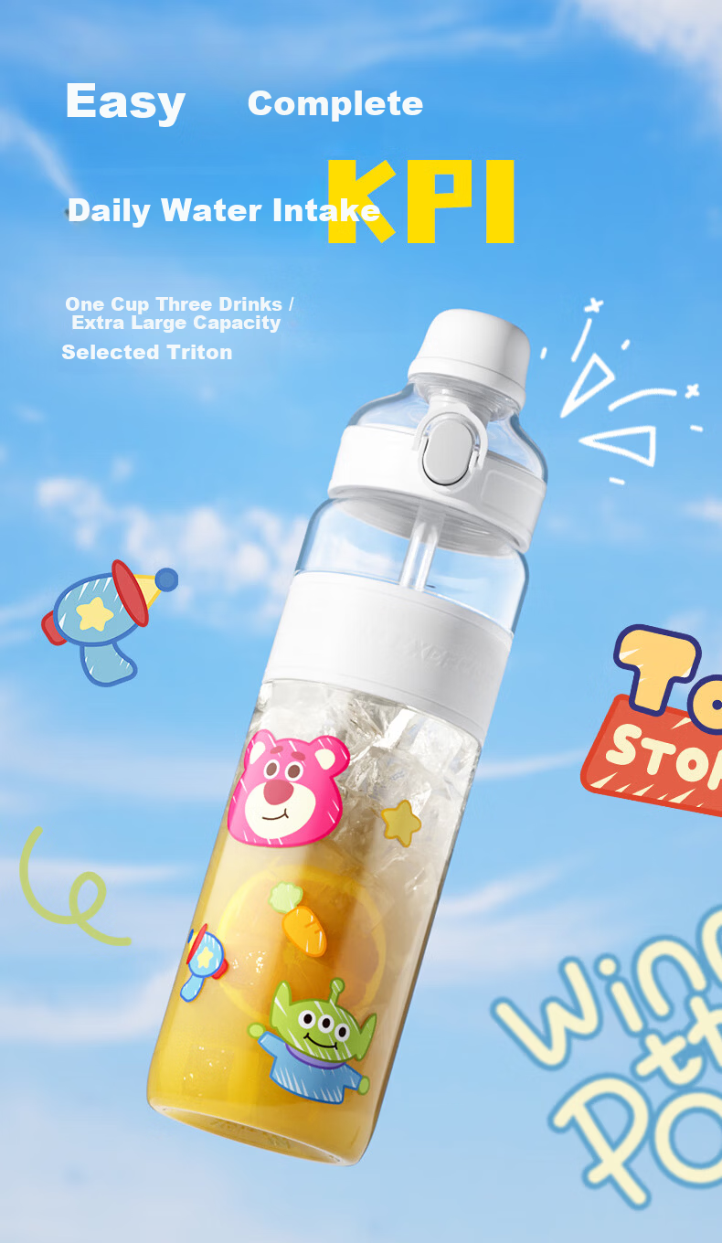 JOER BABU Kids Water Bottle Summer Straw Cup Girls Large Capacity Outdoor Portable Drinking Cup for School Algae Green 600ml 2