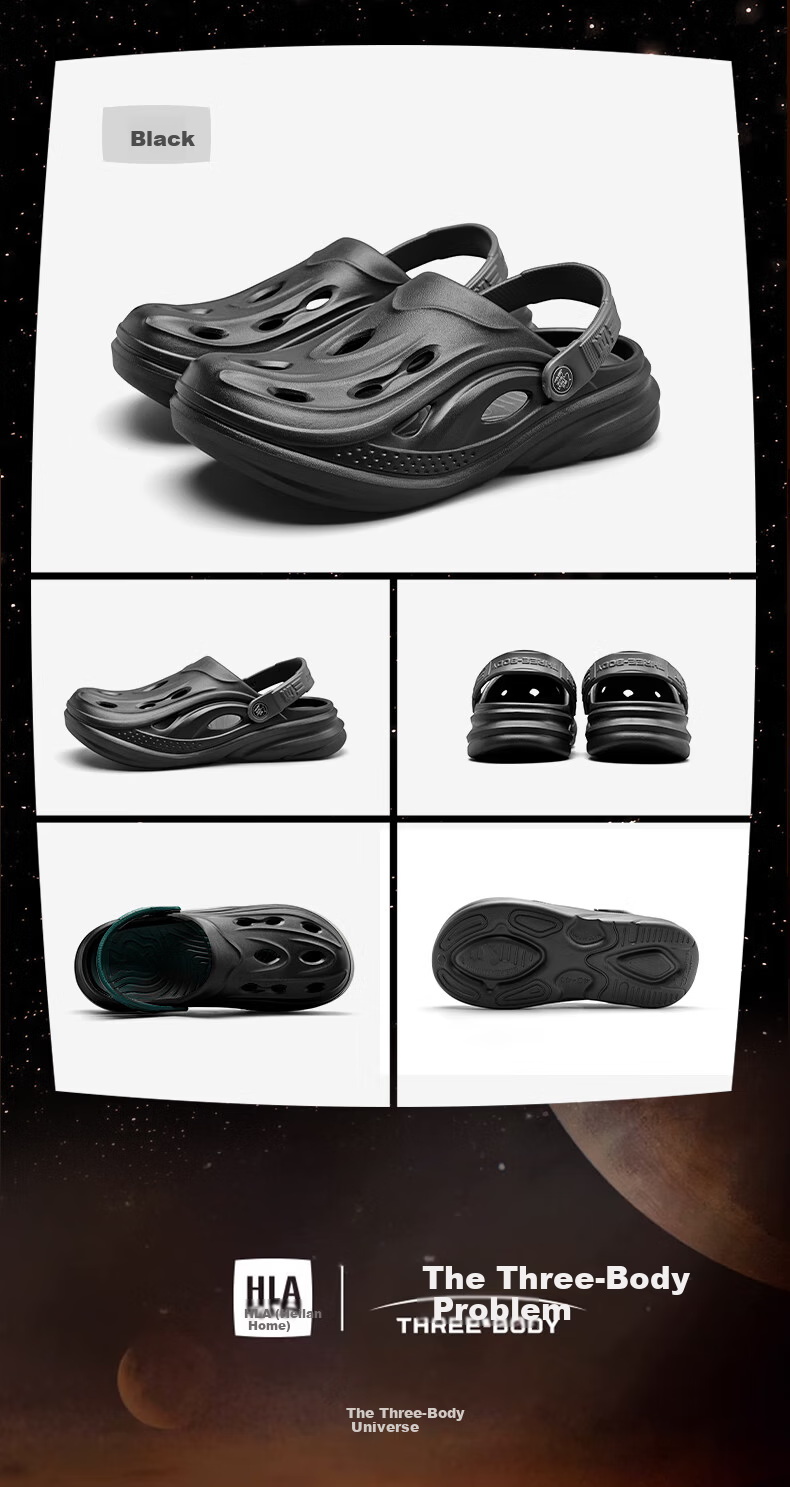 HLA HLA Three-Body Collaboration Men's Casual Hollow Toe Sandals HAALXM2EBK036 Gray Size 45 14