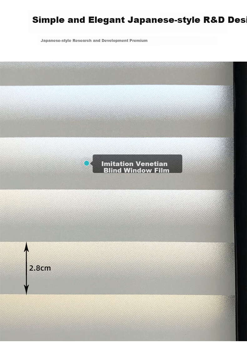 Xinuo Faux Venetian Blinds Glass Sticker Privacy Window Film for Bathroom and Bedroom Anti-Peeping Static Cling 60x300cm 5