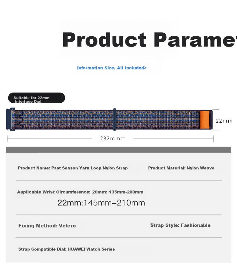 Xiaopijiang Nylon Loop Watch Strap Compatible with Huawei GT6/GT5 Pro/GT4/3 Pro, Watch5/Watch4 Pro/3, Honor, Xiaomi Watch Bands 4