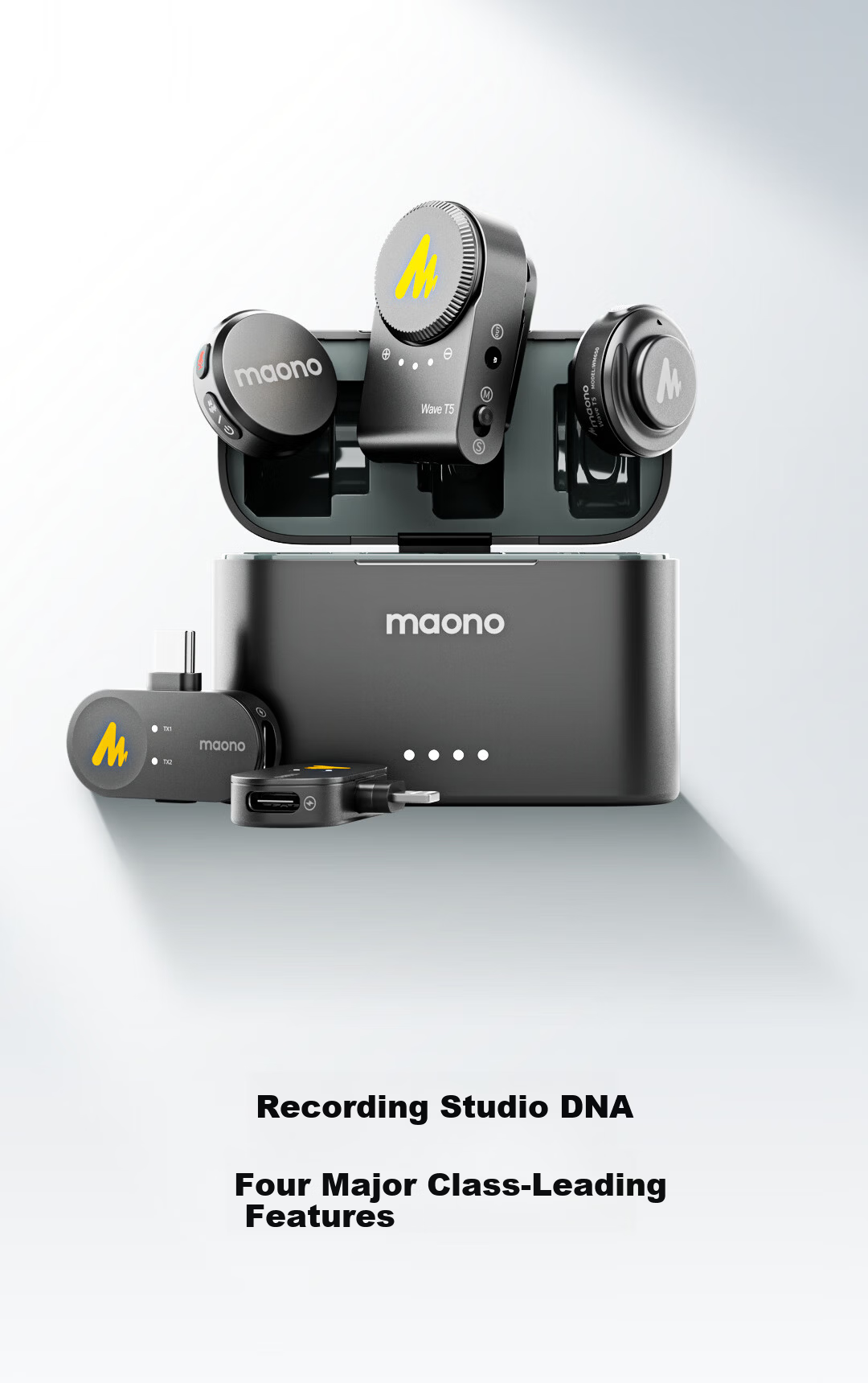 Maono T5 Wireless Lavalier Microphone, Live Streaming Mic One-To AI Noise Reduction, Mobile Phone Audio Pickup, Short Video Recording Camera Microphone, Shanke Lightning Versio 6