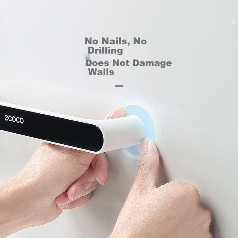 Ecoco No-Drill Towel Rack Bathroom Toilet Storage Towel Bar Minimalist Bathroom Shelf E1929 Black