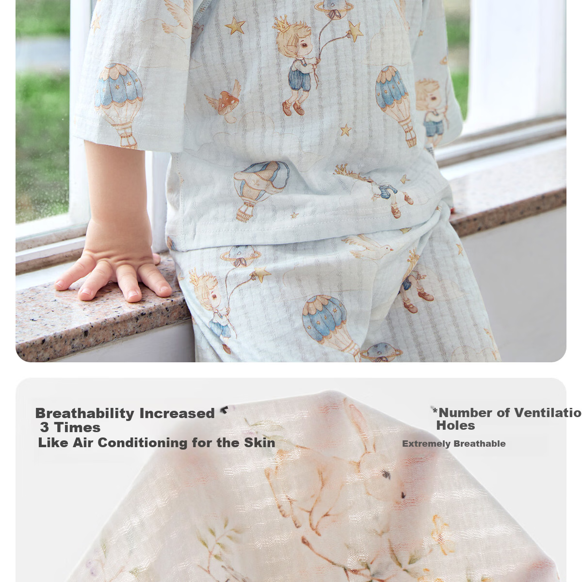 JOYNCLEON Baby Pajamas Pure Cotton Class A Summer Thin 3/4 Sleeve Air Conditioning Children's Homewear Set JTz176219 5