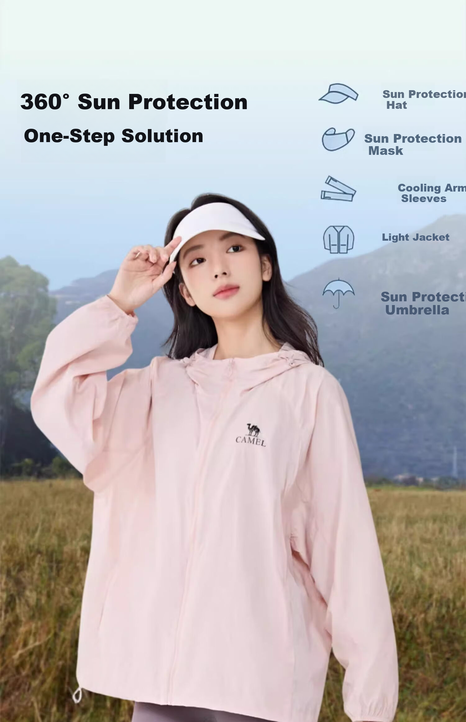 CAMEL 【Muguang C+】Sun Protection Jacket 25 Spring Summer UPF400+ Original Yarn Unisex Cooling Sun Protection Clothing 9001 XL 8