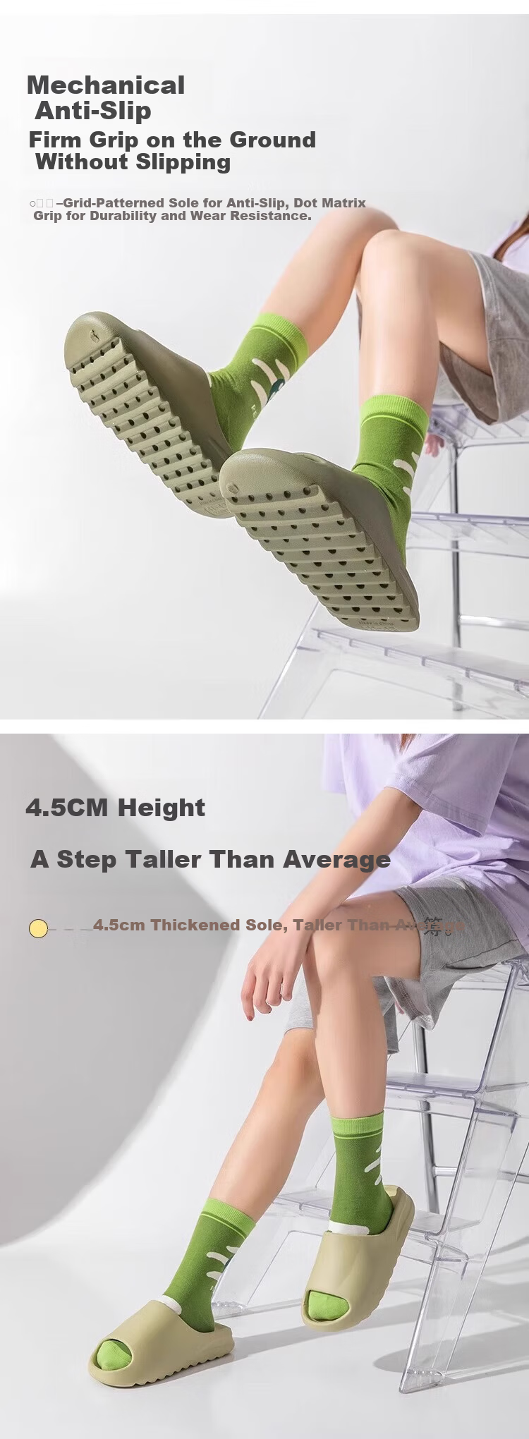 Guoluofi Coconut Slippers Men Summer Thick Sole Soft Home Couple Outdoor Wear White Size 39-40 6