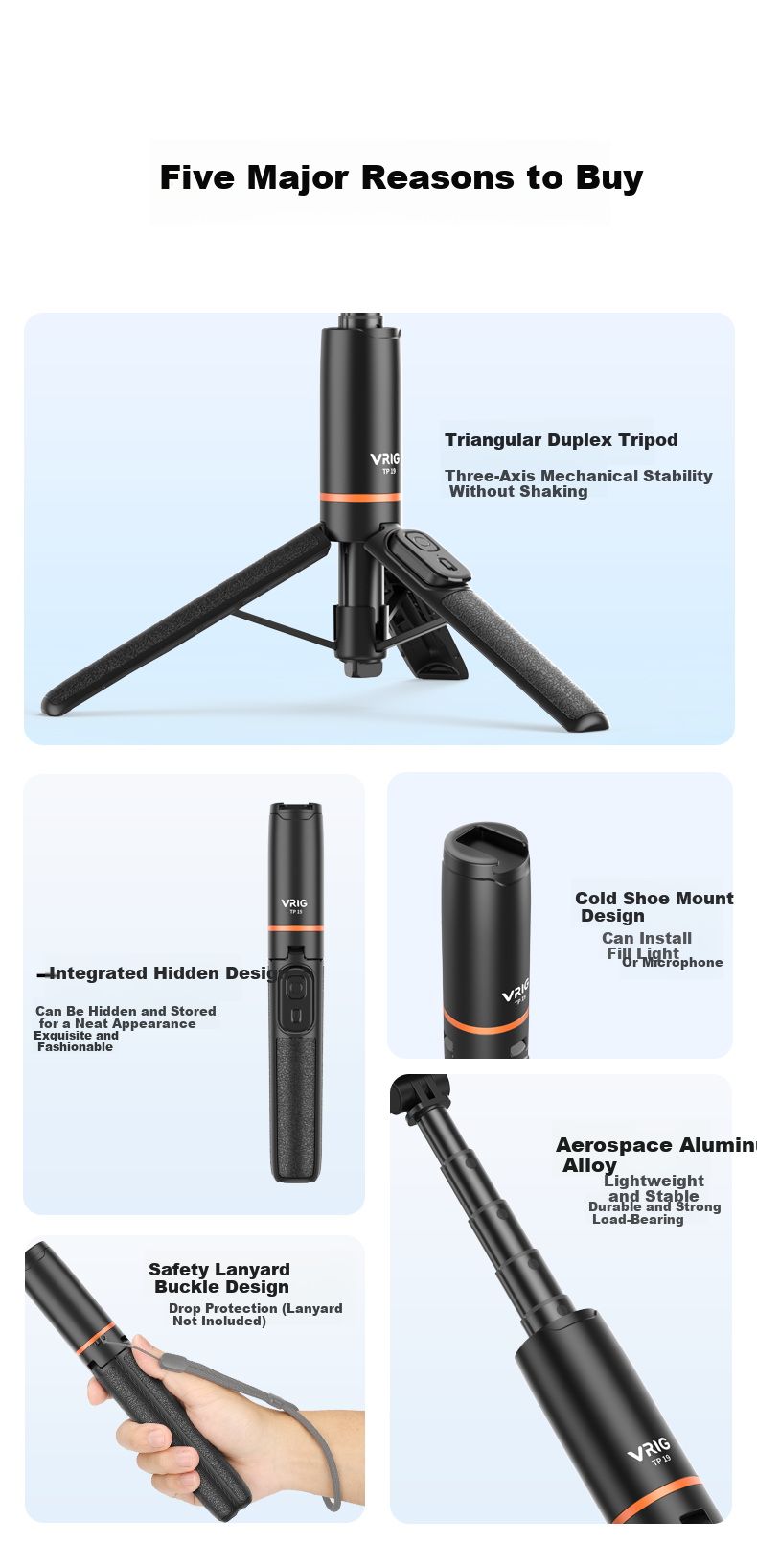 VRIG TP-19 VIVO X300 Pro Bluetooth Remote Extended Tripod Selfie Stick Phone Holder Travel Outdoor Live Streaming Vlog Photography iPhone 17 Stand Accessory 4