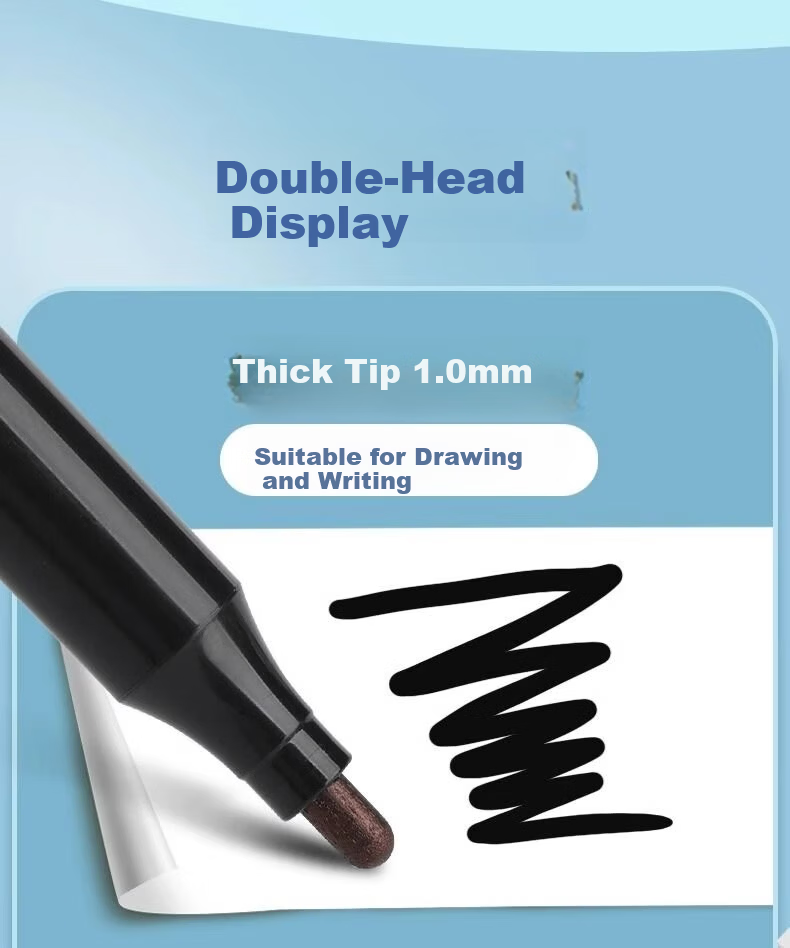 M&G M&G Black Dual-Tip Marker Pen, Waterproof Marker Oil-Based Pen, Children's Student Outlining Pen, Office Supplies, 12 Pcs SPM21302A 5