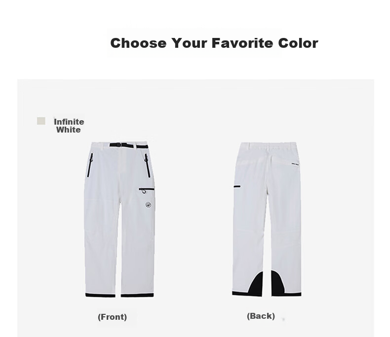 CAMEL Unisex Snowboard Pants Three-Proof Wear-Resistant Casual Trousers A34CA1L8652 Boundless White S 19
