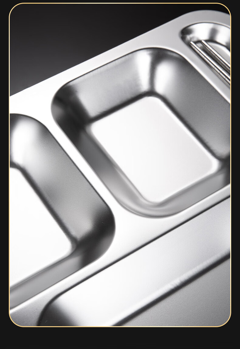 Zhuoliang 304 Stainless Steel Compartment Plate Adult Meal Tray School Canteen Self-Service Food Grade 7