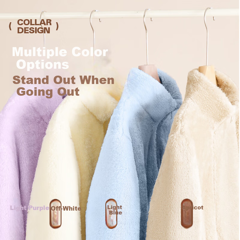 Jeanswest Women's Double-Sided Fleece Jacket Autumn Winter 2025 New Warm Coral Fleece Lined Thickened Coat