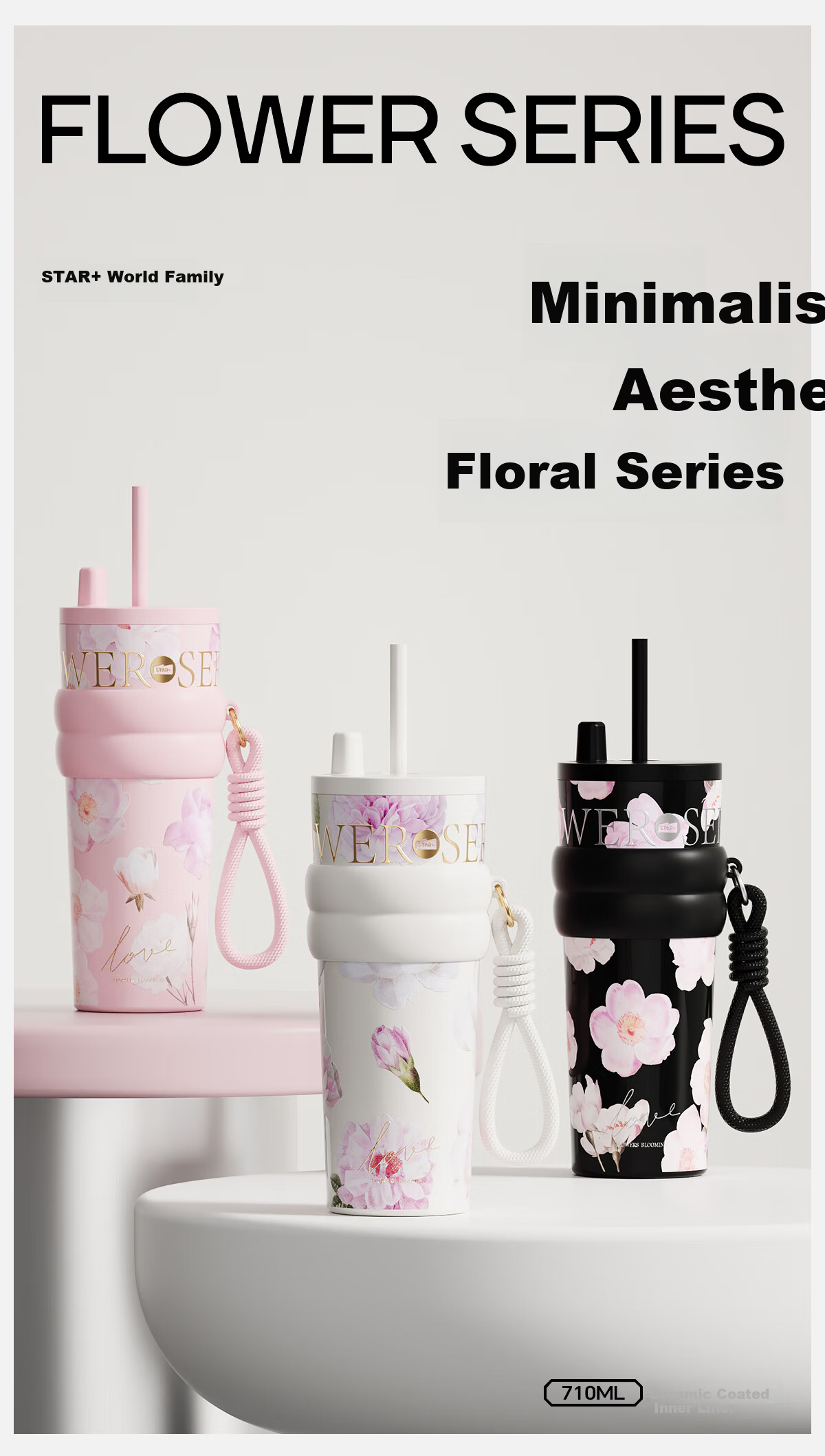 Shidajia Insulated Mug for Women with Straw, Stylish Water Bottle, Birthday Gift for Girlfriend Or Wife, Large Capacity Cup 3