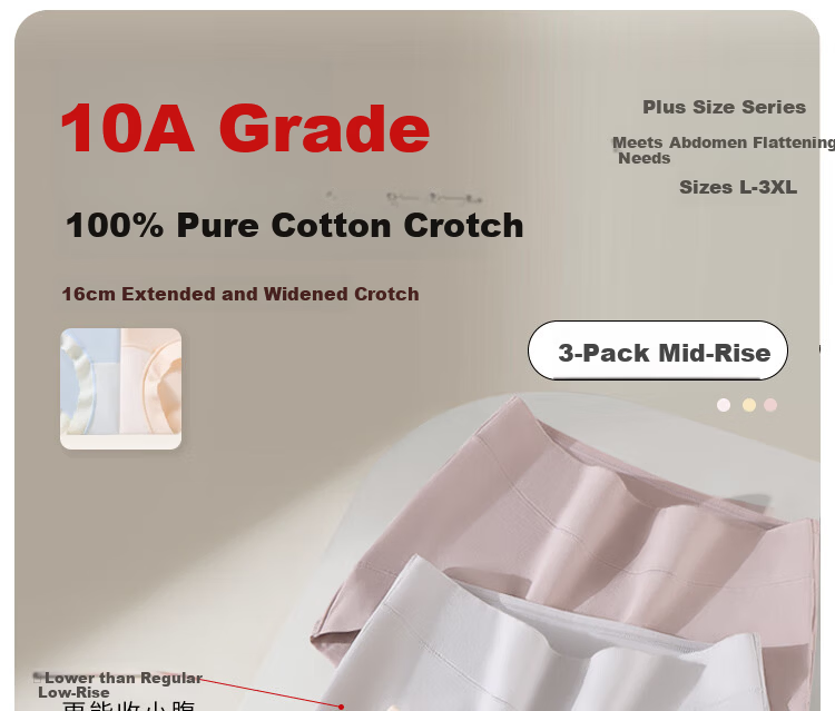 Langsha High-Waist Cotton Women's Boxer Briefs 10A Antibacterial Extended Crotch 50S Cotton Tummy Control Four-Point Underwear 2