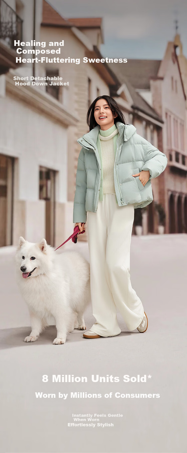 BOSIDENG Women's Off-Season 90% Down Thickened Detachable Hood Loose Short Warm Jacket Mall Style 1