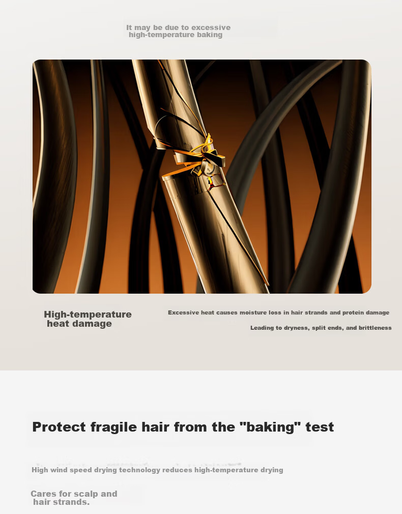 AUX High-Speed Hair Dryer Home Use Powerful Fast-Drying Ionic Hair Care Bladeless Low Noise Electric Hair Dryer 10