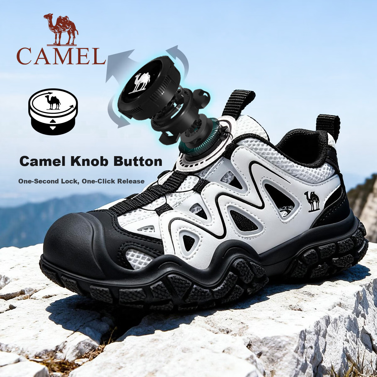 Camel Kids Hiking Shoes Spring Summer Creek Shoes Cute Outdoor Non-slip Toe Protection Sandals for Older Children and Parent-Child Models