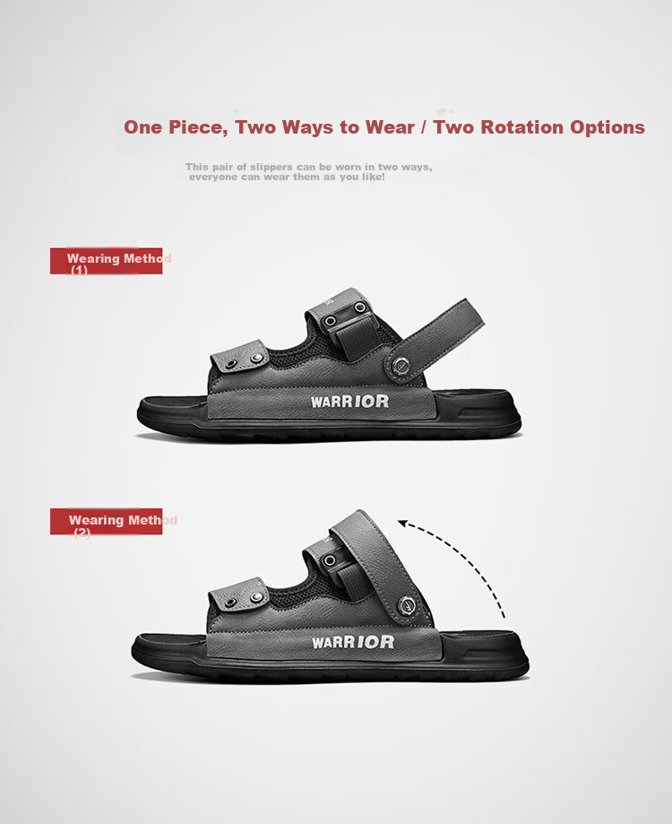 Huili Men's Shoes, Summer New Style Sandals, Soft-Soled Casual Versatile Slippers, Dual-Use Shoes for Men, 1329 Gray-Black, Size 41 5