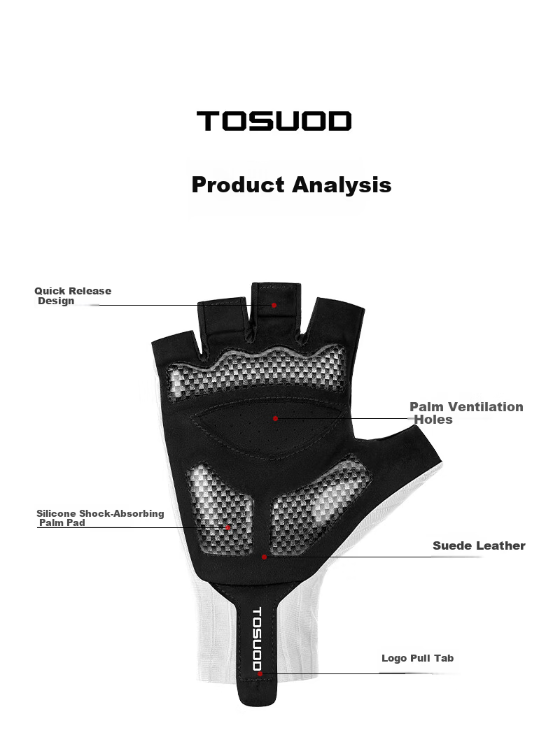 Tasiduizhang Bicycle Gloves, Half-Finger Riding Gloves for Men And Women, Road And Mountain Bike Breathable Silicone Shock-Absorbing Cycling Equipment, Black XL 5