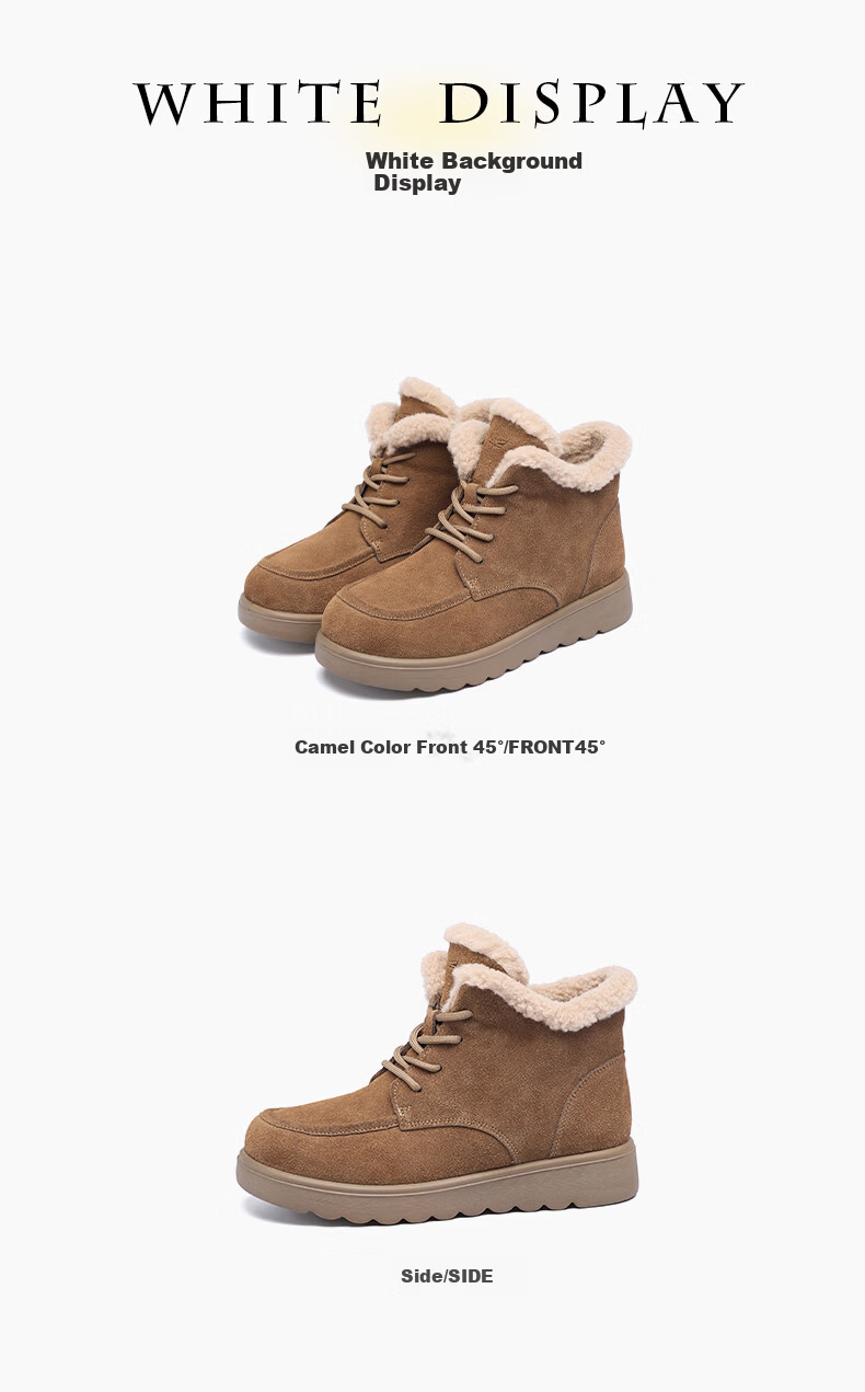 Red Dragonfly Women's Snow Boots Fleece Lined Thickened Cotton Shoes Northeast Warm Fur Short Boots WTC443832R Camel Size 38 11